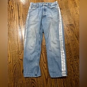MOTHER Blue and Silver Relaxed Jeans with Vintage Appeal